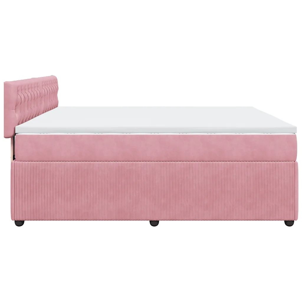 Giroletto a Molle con Materasso Rosa 180x200 cm in Velluto