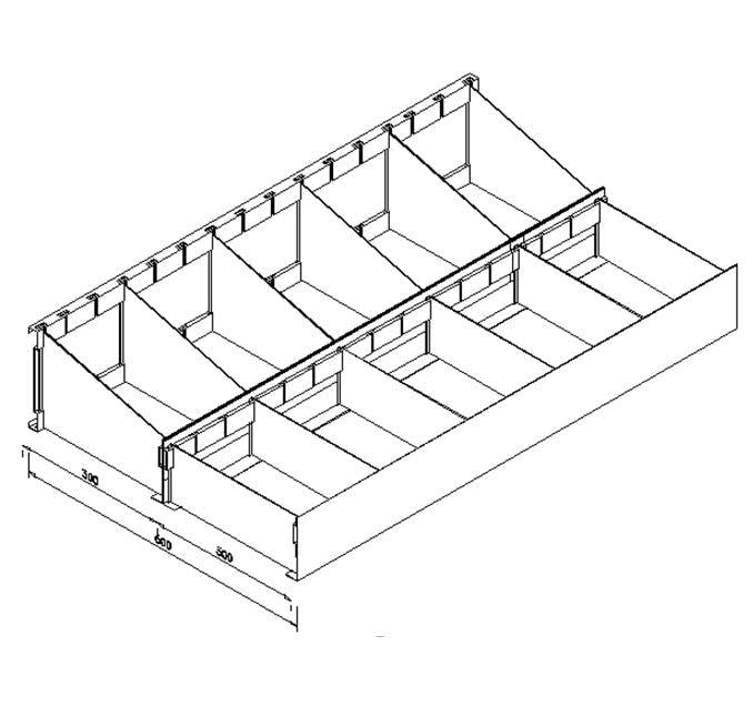 Cassettiera doppia zincata a 10 scomparti cm. 100x60