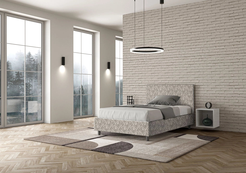 Letto 1 Piazza e Mezzo 120x190 cm con Rete e Contenitore Adele Era 02 Grigio
