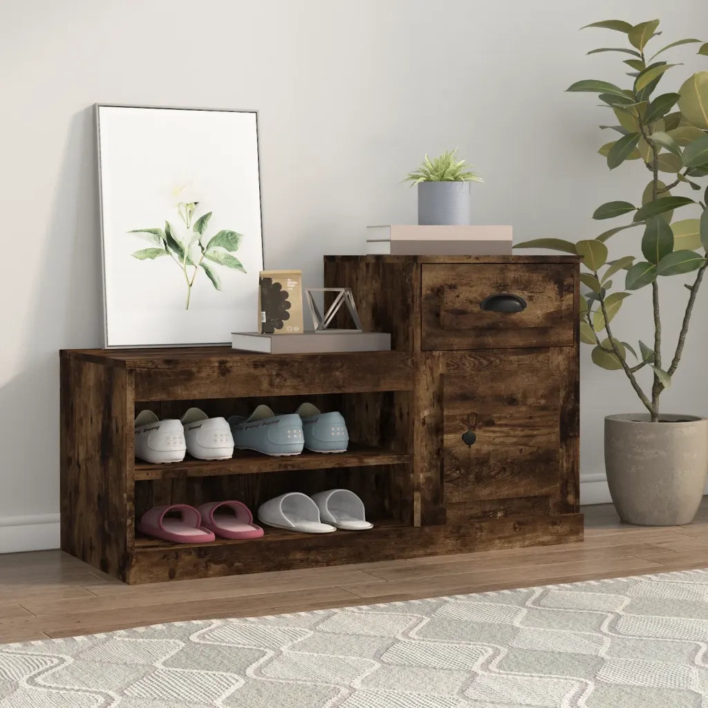 Scarpiera | Mobile per scarpe Rovere Fumo 100x42x60 cm in Legno Multistrato
