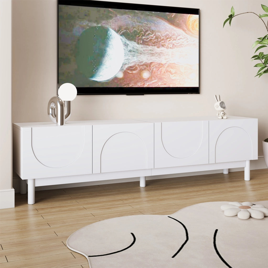 OKWISH Mobile TV con 4 Ante e Ripiani, Design senza Maniglie, per Soggiorno, MDF e Pannelli di Particelle, 169 x 34 x 45,5 cm