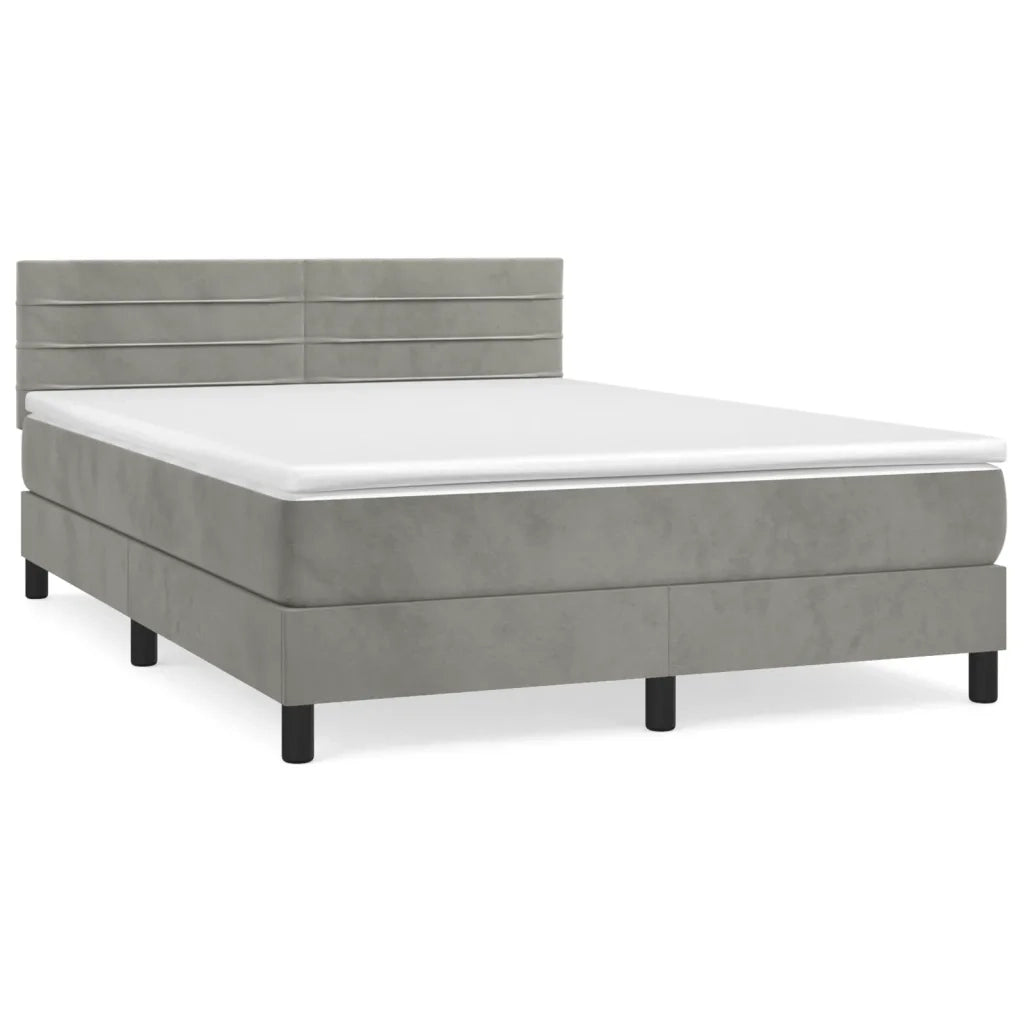 Giroletto a Molle con Materasso Grigio Chiaro 140x190cm Velluto 3141359