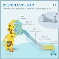 Scivolo per Bambini 18-36 Mesi con Canestro da Basket Laterale in PE, 131x50x74 cm, Giallo e Grigio
