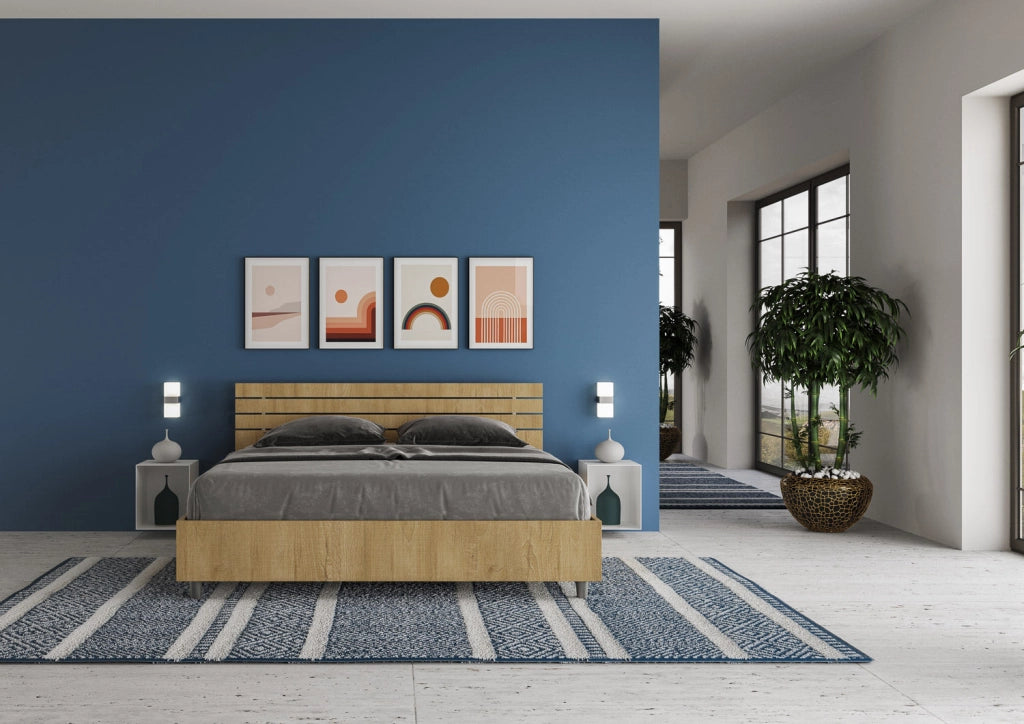 Letto Matrimoniale 160x200 cm Senza Rete Testata Doghe Dritta Ankel Quercia Natura