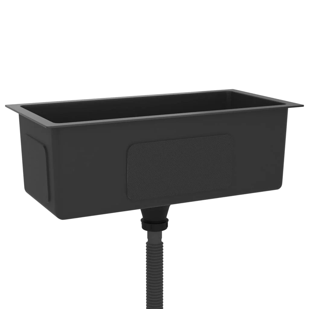 Lavello da cucina fatto a mano lavandino da bagno per interni nero 60 x 30 cm acciaio inox 02_0002456
