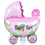 Trade Shop - Palloncini Palloncino 2pz Carrozzina Rosa Bambina Nascita 43x28cm Compleanni Party -