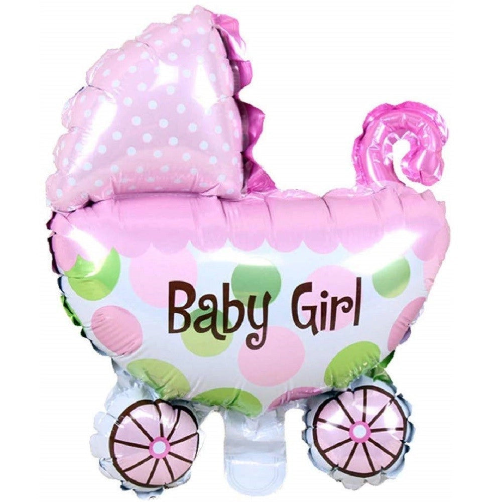 Trade Shop - Palloncini Palloncino 2pz Carrozzina Rosa Bambina Nascita 43x28cm Compleanni Party -