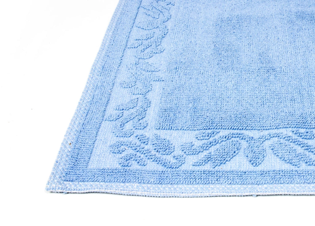 Tappeto Casa Bagno/Cucina Cotone Tinta Unita Disegno Annette Colore Azzurro - 50x80 - Azzurro
