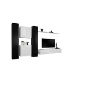 Set di mobili da salotto SWITCH VI design, colori bianco e nero lucido.