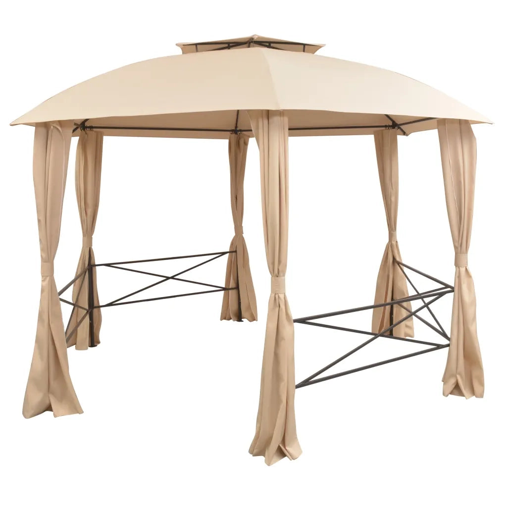 Gazebo Padiglione da Giardino con Tende Esagonale 360x265 cm 43166