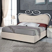 Letto matrimoniale in ferro con testiera imbottita in ecopelle 185x202xh.148 cm