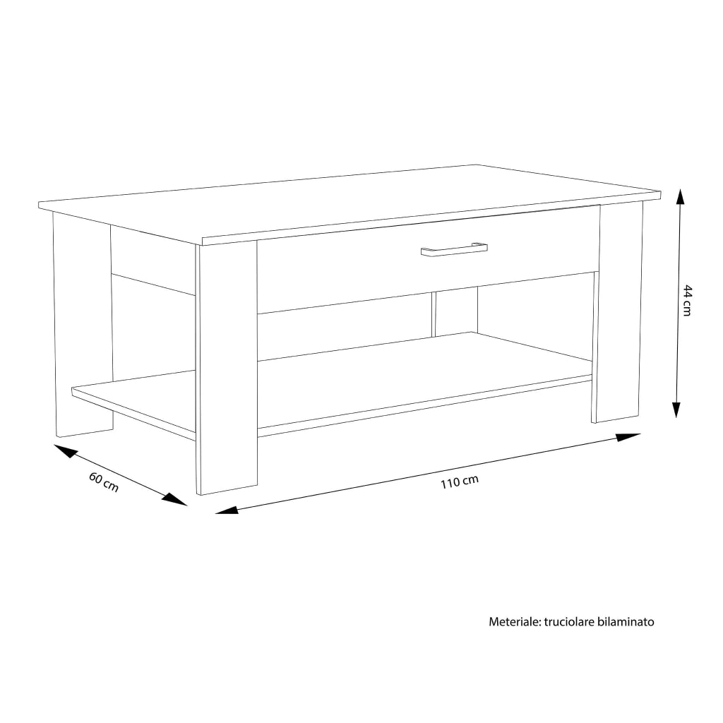 Tavolino da Salotto Moderno in Legno Composito FSC cm 110x46 50 - JONNY