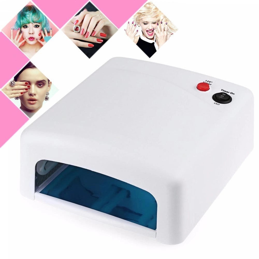 Trade Shop - Lampada Uv Ricostruzione Unghie Gel Fornetto 36w Led 4 Bulbi Con Accessori Nail -