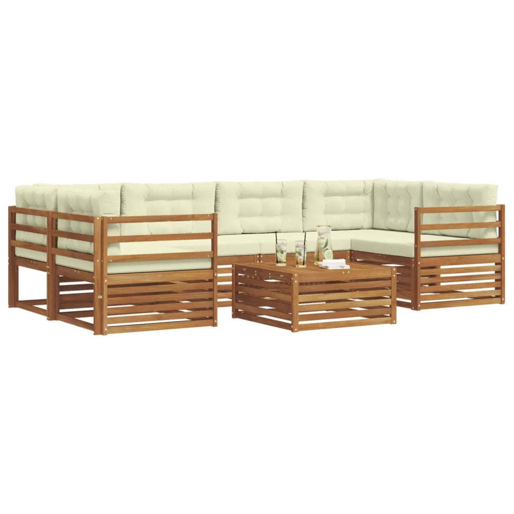 Set di divani da esterno con cuscino 7 pcs Naturale e Crema