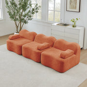 DIVANO Modulare angolare con pouf in velluto arancione