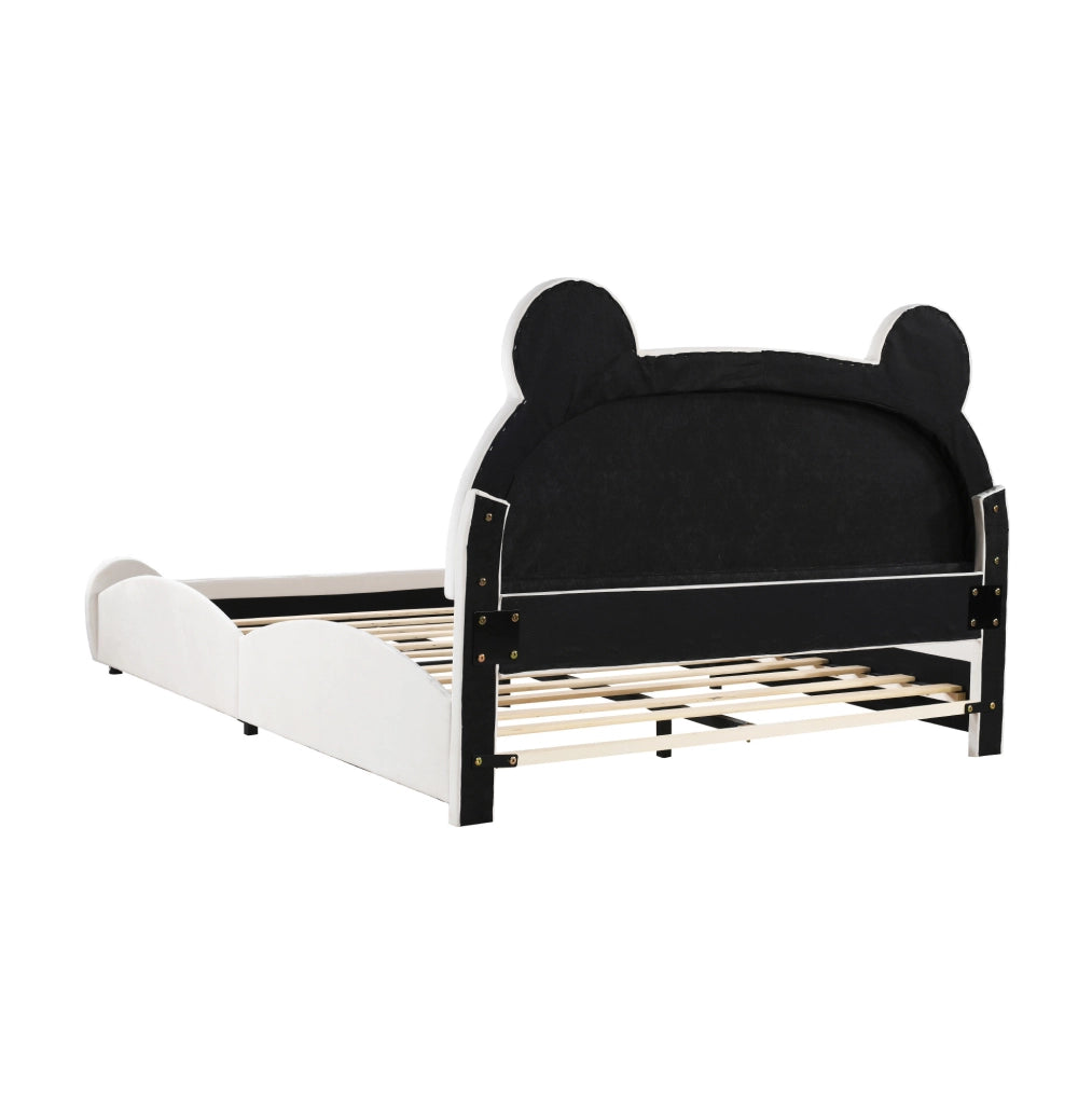 Letto imbottito per bambini a forma di orso, 140x200 cm, bianco
