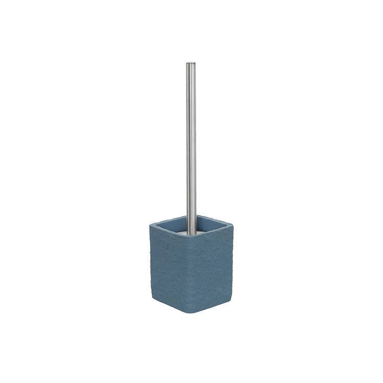Porta scopino bagno in poliresina blu pastello effetto pietra Linea Sabbia Feridras