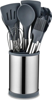 Set di accessori da cucina in silicone a 22 pezzi con maniglie in acciaio inossidabile - set di aiuto da cucina resistente al calore nero (grigio)