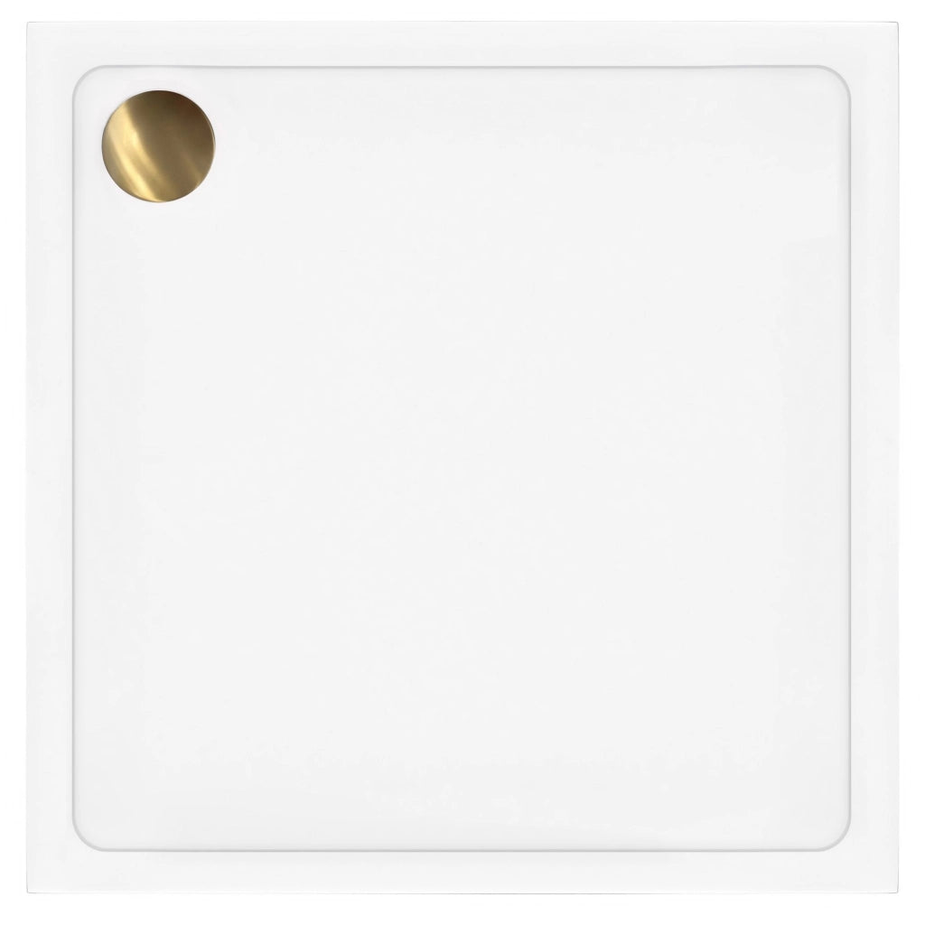 Piatto Doccia Acrilico Rea Savoy White 90x90 Copertura oro spazzolato