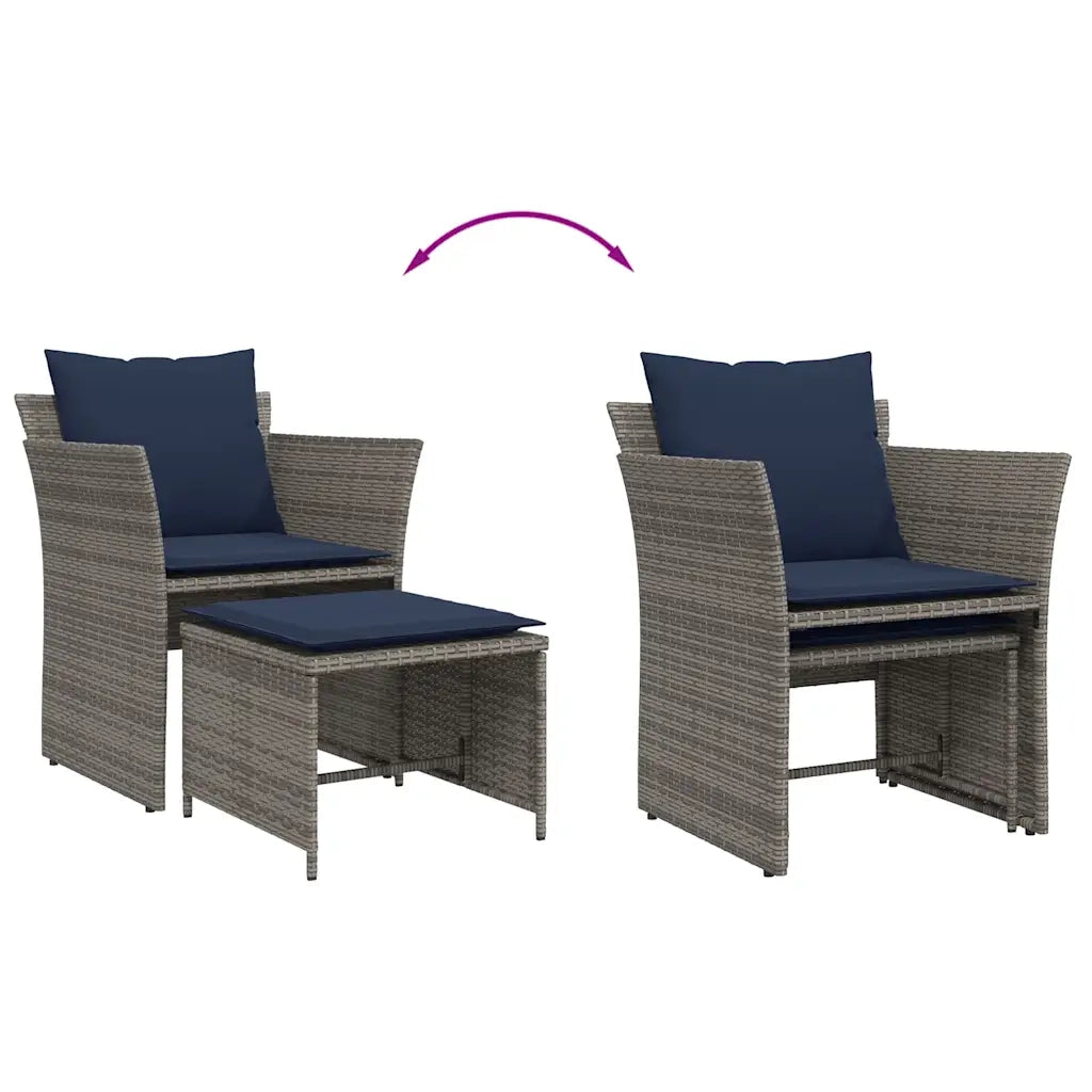 Poltrona da Giardino con Poggiapiedi Grigia in Polyrattan 368623