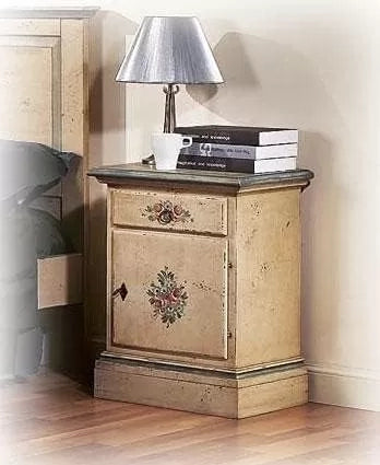  comodino arte povera 1 cassetto 1 porta legno shabby avorio 50x38x65 (1430) - Mobili 2G