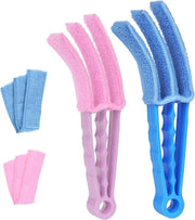 Set di pennelli per pulire 2 pezzi con microfibra e panno di pulizia inclusi Pennello a piuma per pulire - Pulizia di finestre e ventilatori elettrici (Rosso + Blu celeste)