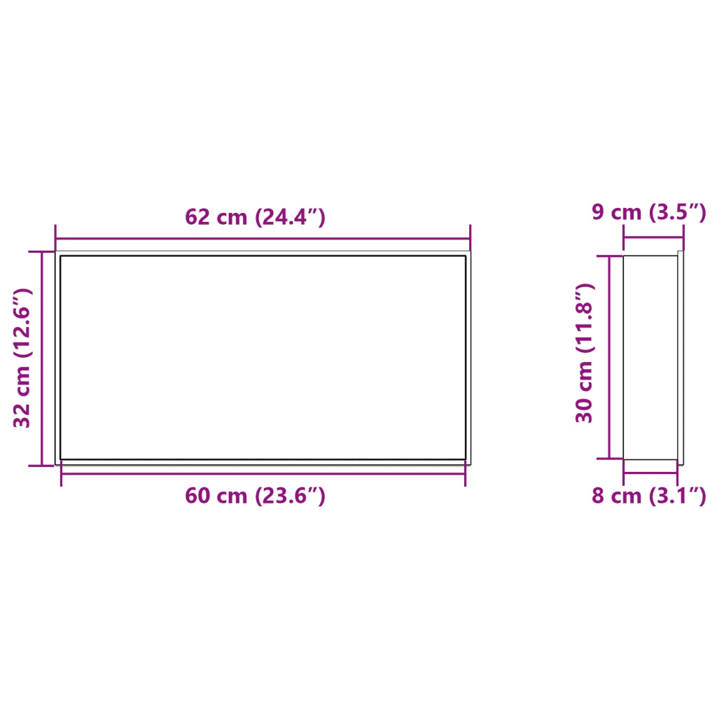 Nicchia per Doccia Argento Spazzolato 62x32x9cm in Acciaio Inox CFW4360863