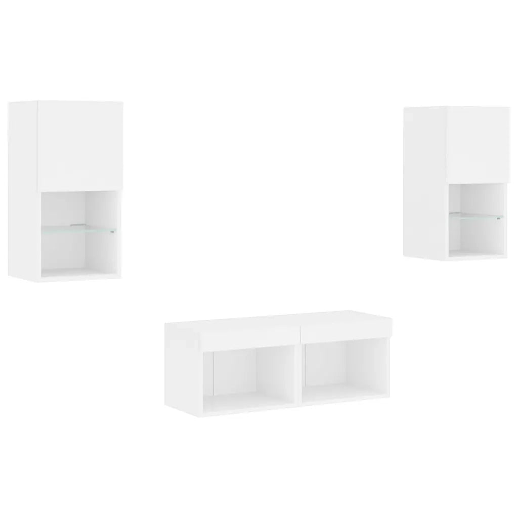 Mobili TV a Muro 4 pz-Credenza per TV con Luci LED Bianchi 477065