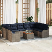 Set Divano da Giardino 10 pz Grigio polyrattan 3347500
