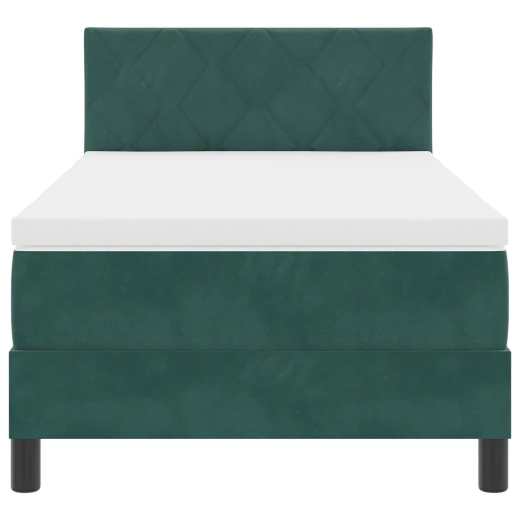 Letto a Platforma con Materasso e LED Verde Scuro 90x190 cm Velluto