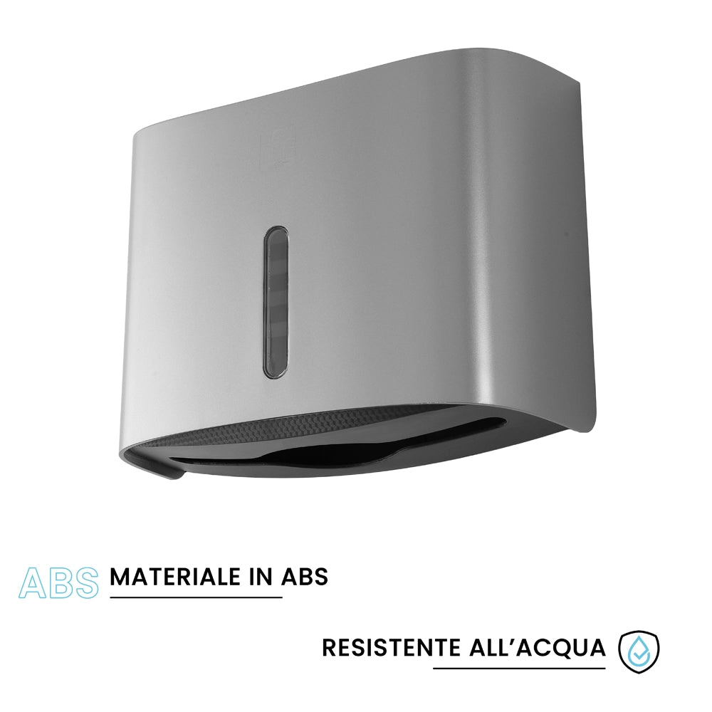 Distributore di salviette max 200 pz per carta piegata in ABS grigio