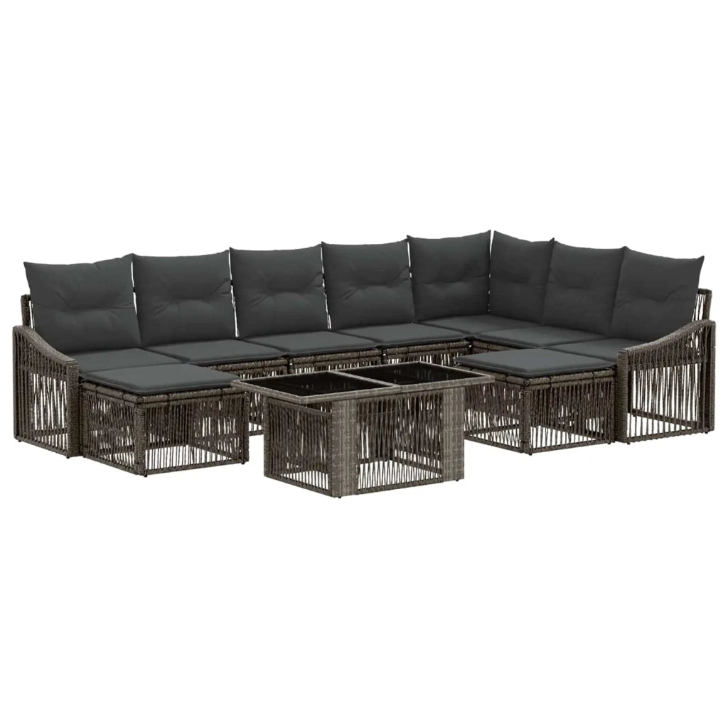 Set Divano da Giardino 10 pz Grigio e Grigio Scuro polyrattan 3437339