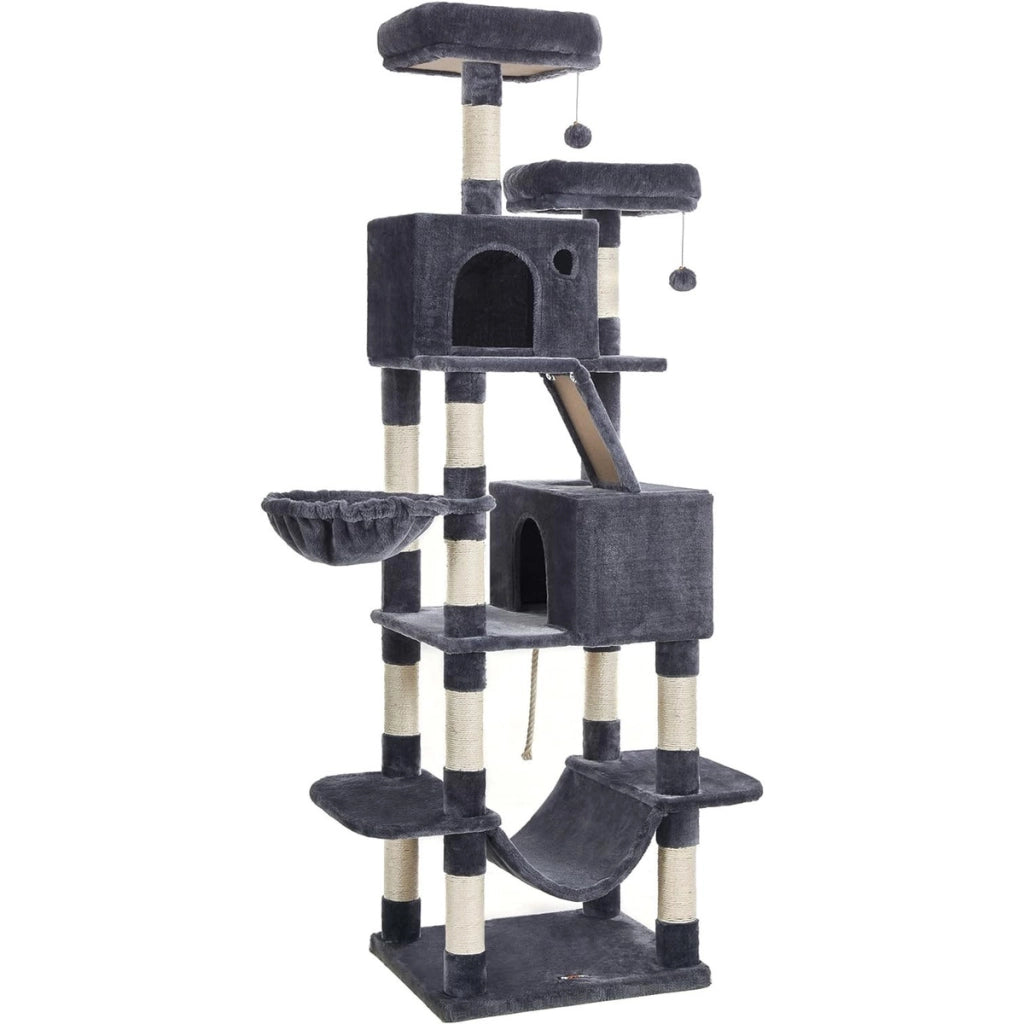 Tiragraffi a torre XXL per gatti in peluche grigio fumo