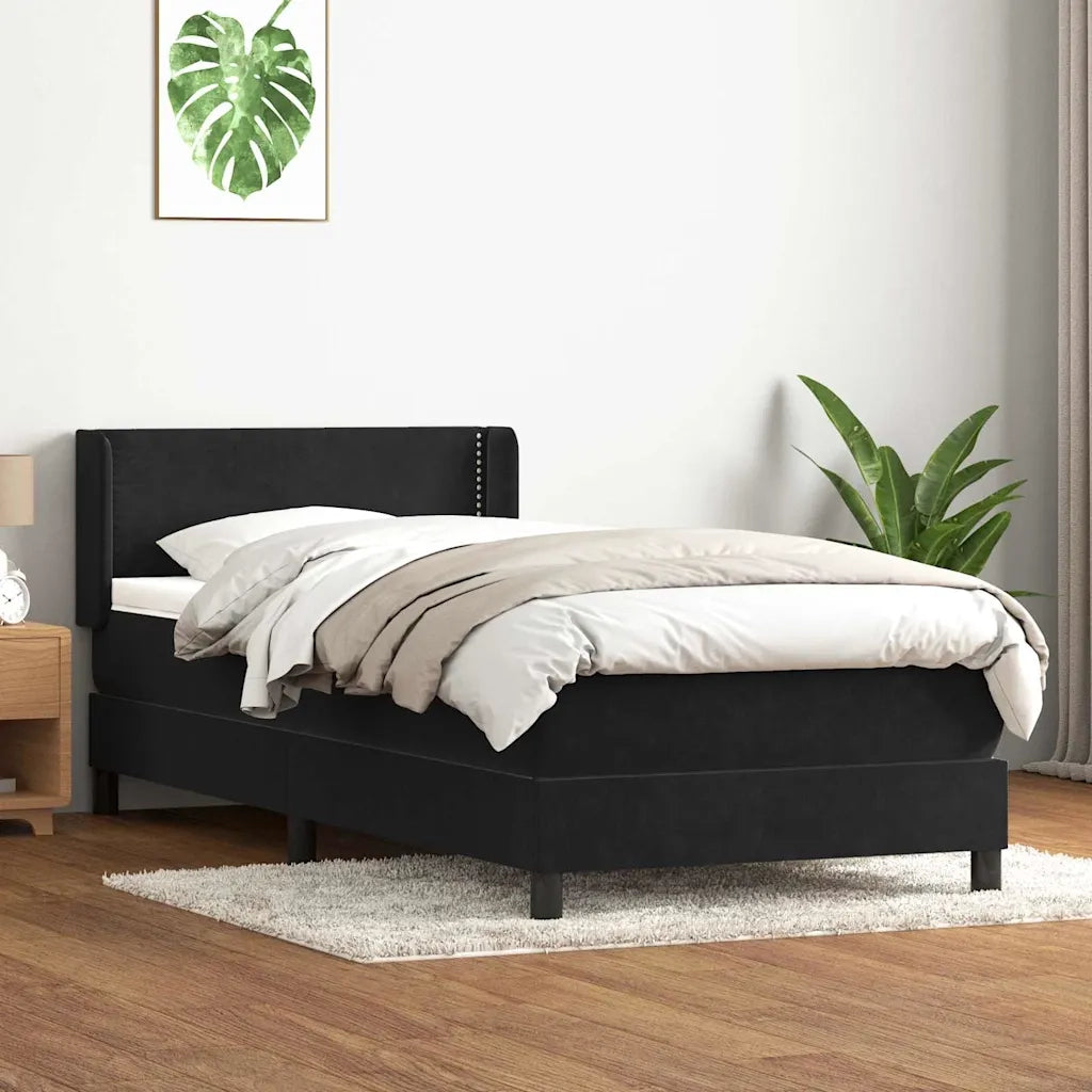 Giroletto a Molle con Materasso Nero 80x220 cm Velluto