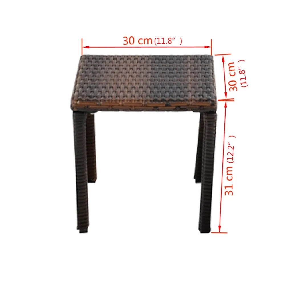 Lettini Prendisole con Tavolino-Lettini per esterni in Polyrattan Marrone