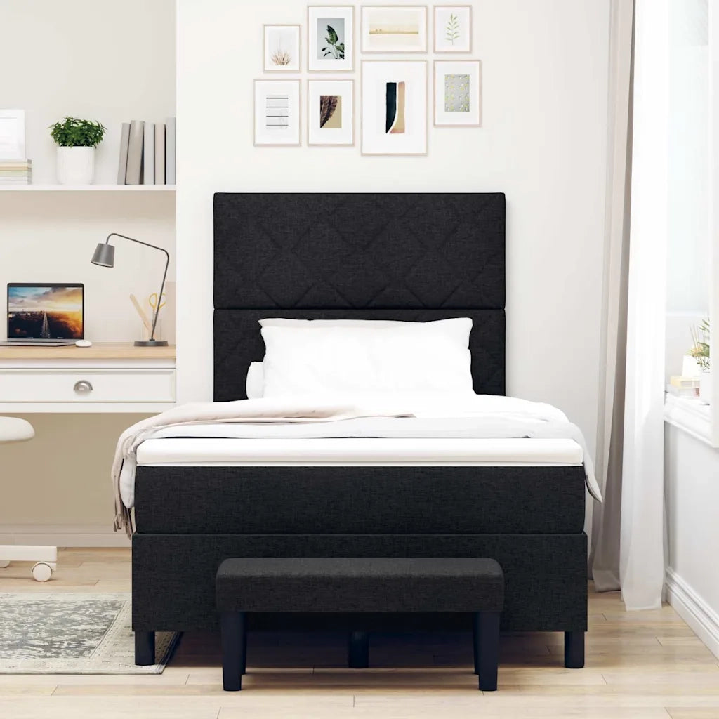 Letto a molle con testiera Nero 120 x 190 cm Tessuto 3344130