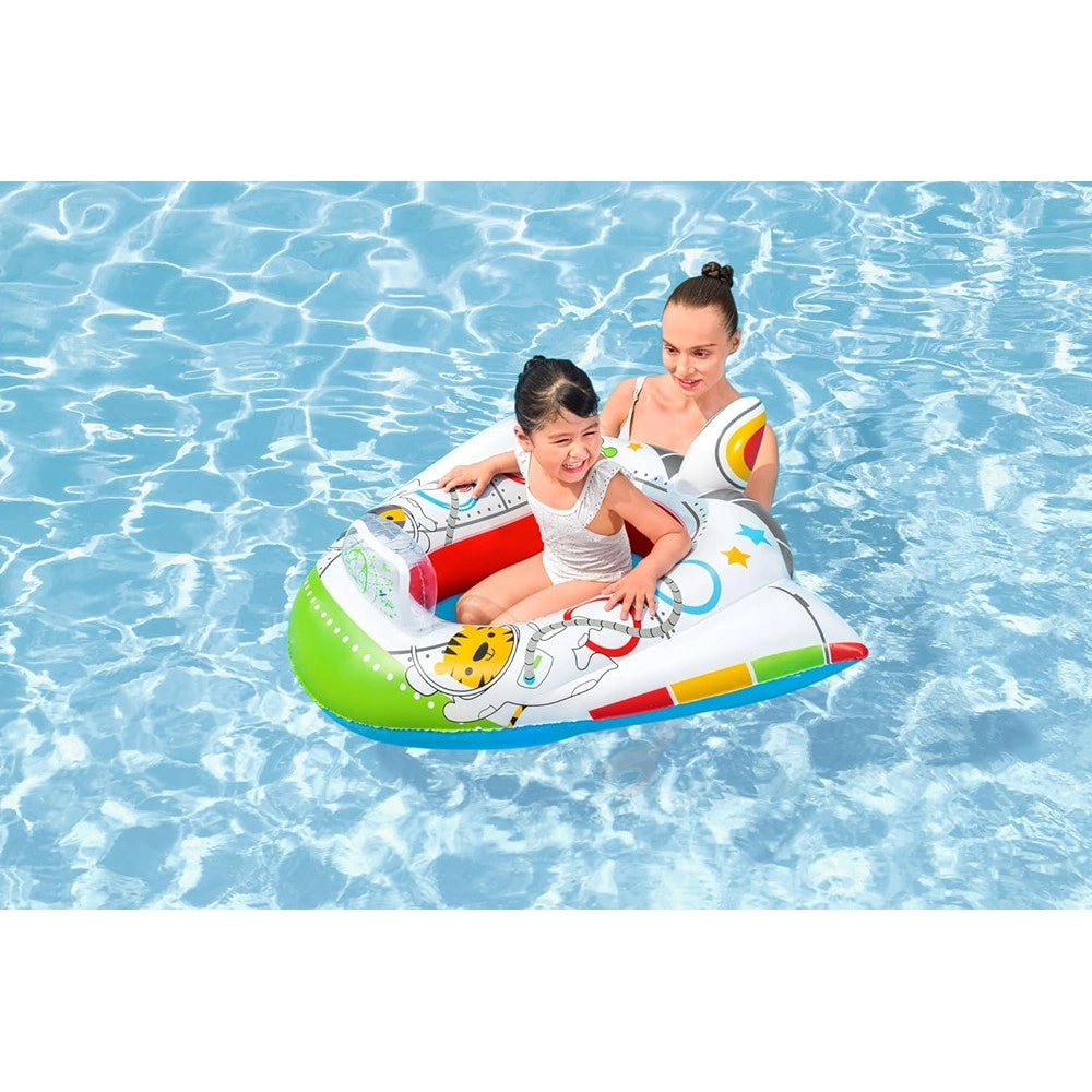 Trade Shop - Canottino Barca Navicella Spaziale Gonfiabile Per Bambini +3 Anni Con Altoparlante 34178 -