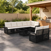 Set Divano da Giardino 9 pz Nero e Bianco Crema polyrattan 3436666