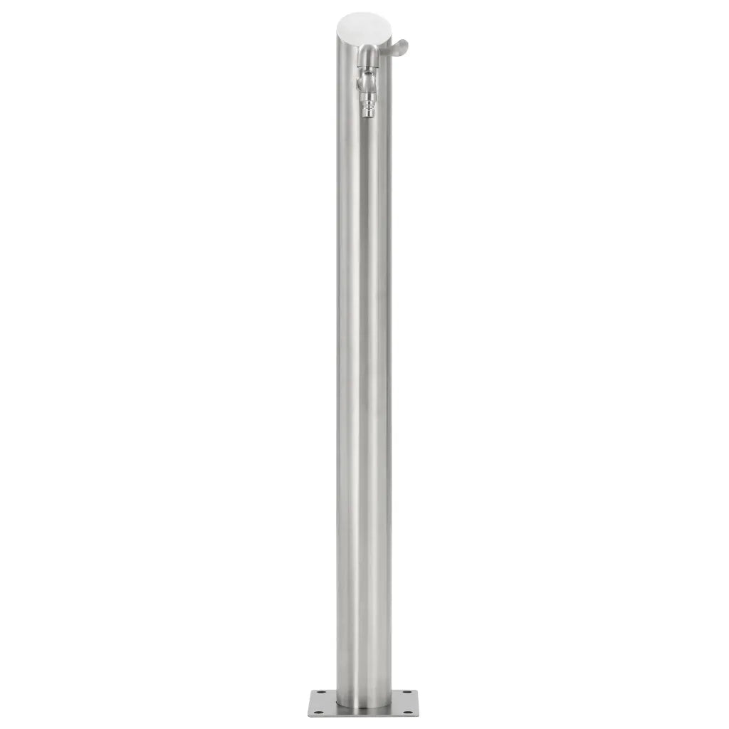 Fontanella a Colonna in Acciaio Inossidabile Rotonda 95 cm 45456