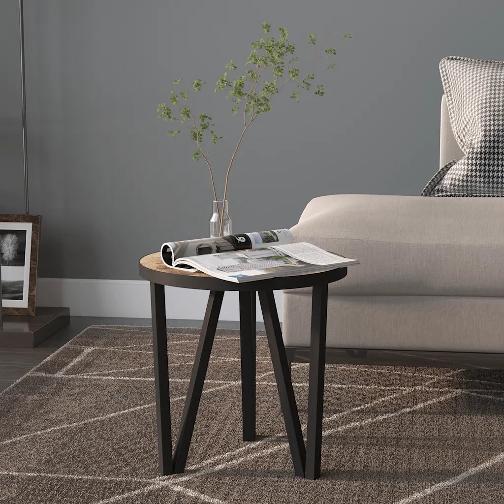 Tavolino | Tavolo laterale Nero e Giallo ?35 cm in MDF