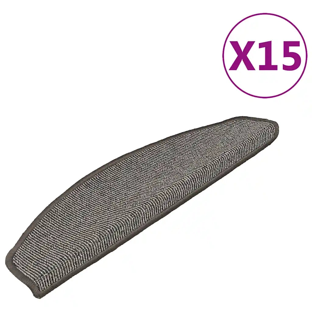Tappetini per scale 15 pz 65x21x4 cm Grigio Semicircolari Grandi 149854