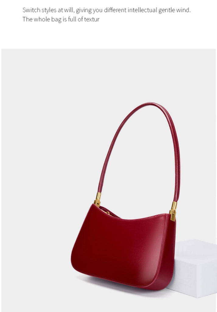 Borsa tote da donna in vera pelle, colore rosso