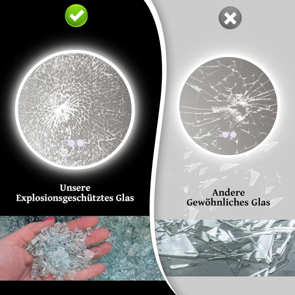 ZMH Specchio da Bagno Illuminato con Regolazione d'Intensità e Interruttore Touch