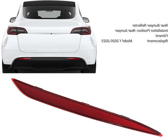 Riflettore posteriore lampada per Model Y - 2020-2023 - Trasferta inferiore - Sinistro - Marcatura - Lente di luce