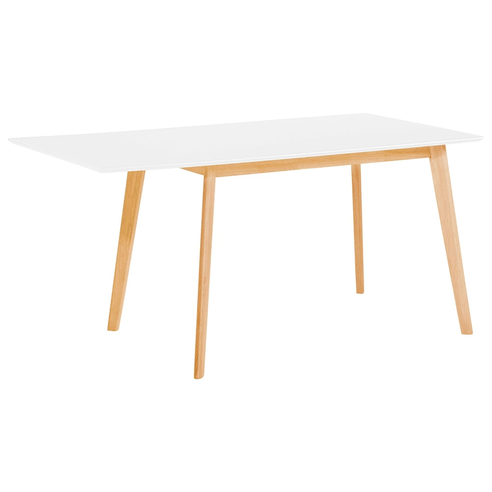 Tavolo da pranzo bianco 120/155 x 80 cm allungabile a goccia gambe in legno scandinavo minimalista
