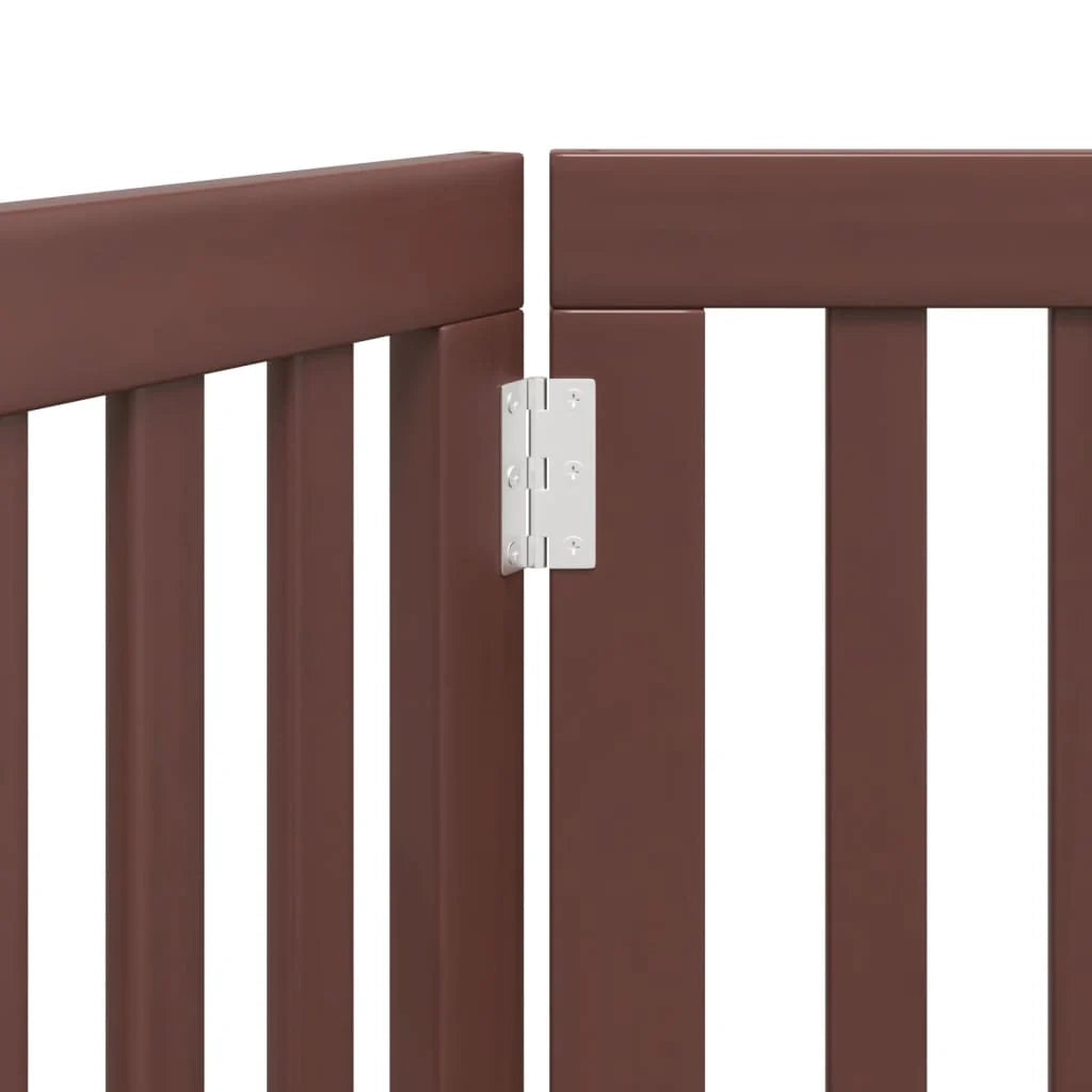 Cancelletto di sicurezza pieghevole per cani a 3 pannelli 150 cm legno di pioppo marrone 02_0023065