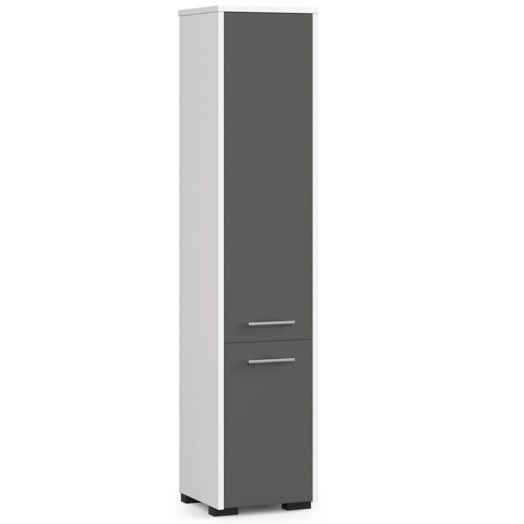 Colonna da bagno AKORD FIN Bianca 30 cm 2 ante inserto frontale Grigio Grafite 30x30x140 cm