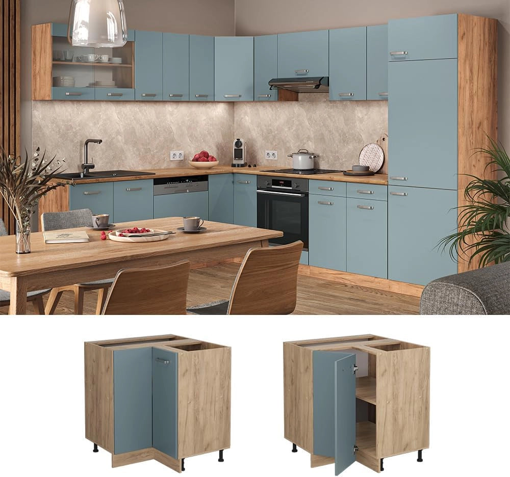 Mobile ad angolo cucina R-Line, Grigio-blu, 75.6 cm senza piano di lavoro, per la libera combinazione all'interno di sistemi cucina modulari