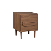 Comodino vintage effetto legno 2 cassetti, noce