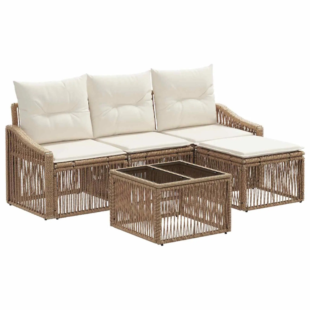 Set Divano da Giardino 5 pcs Beige polyrattan 3435990